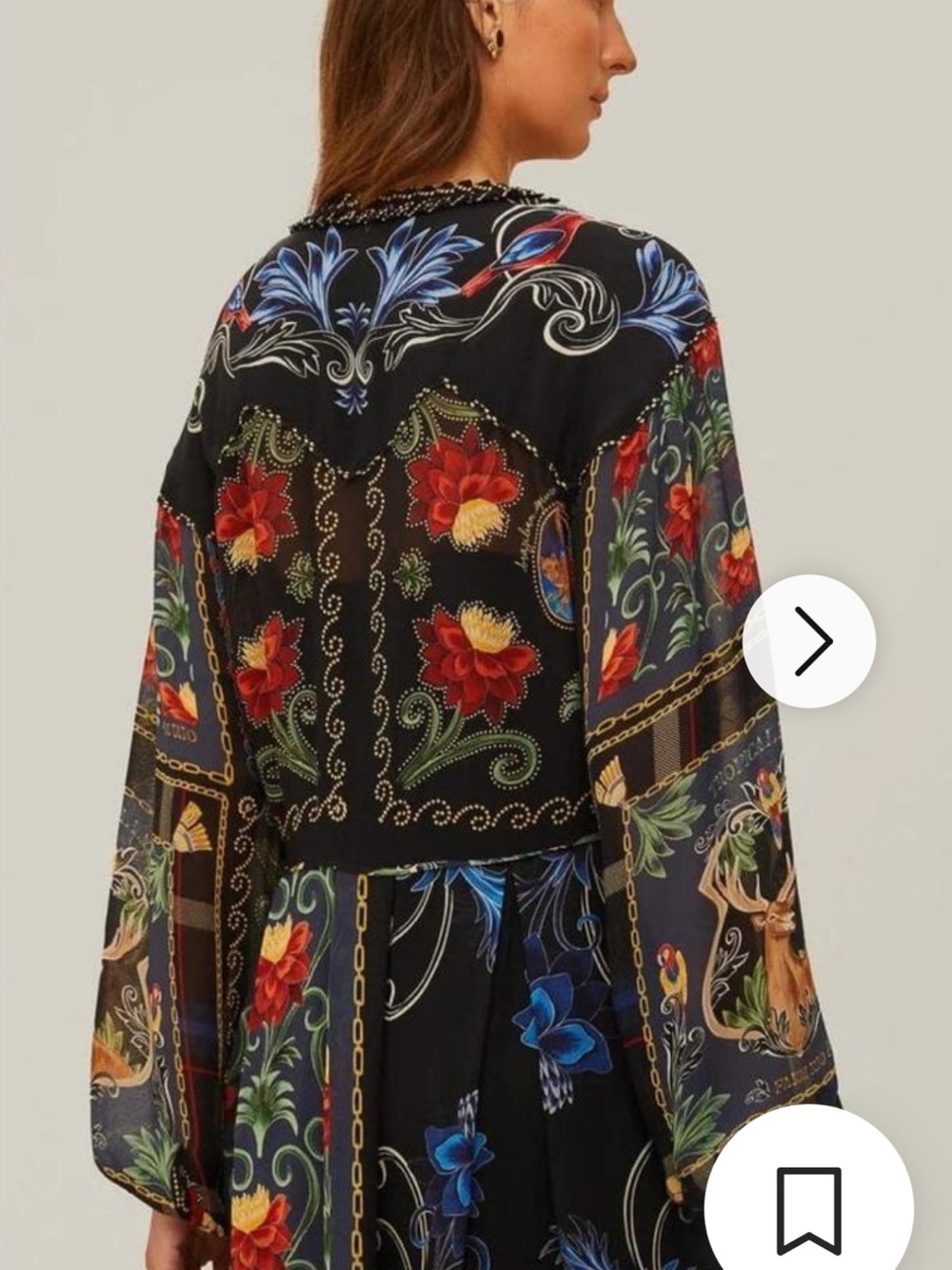 FARM Rio Black Multi Floral V-Neck Boho style Tunic EUC . XS - Picture 2 of 7